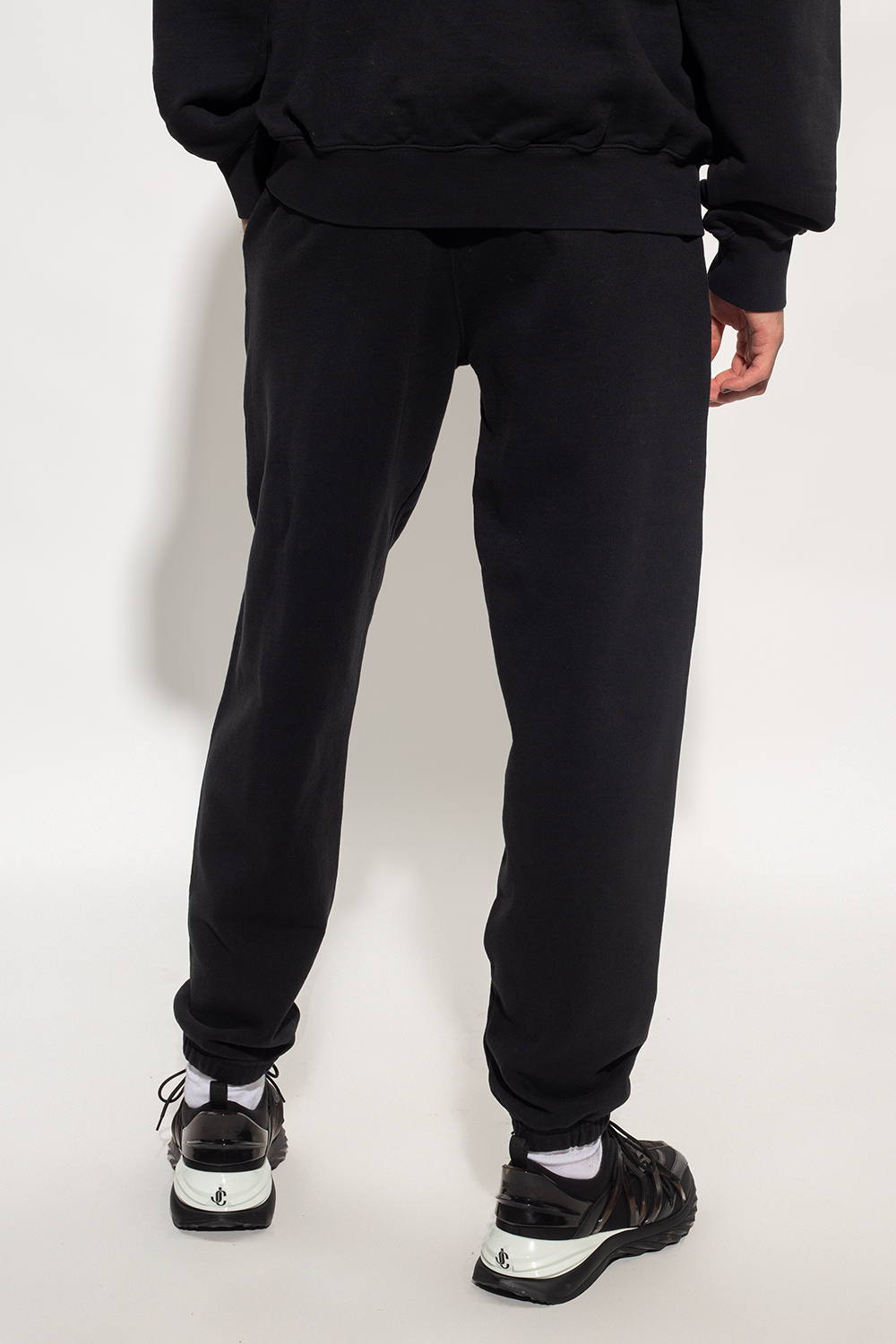 Wool-blend pleated straight pants - Black Sweatpants with
